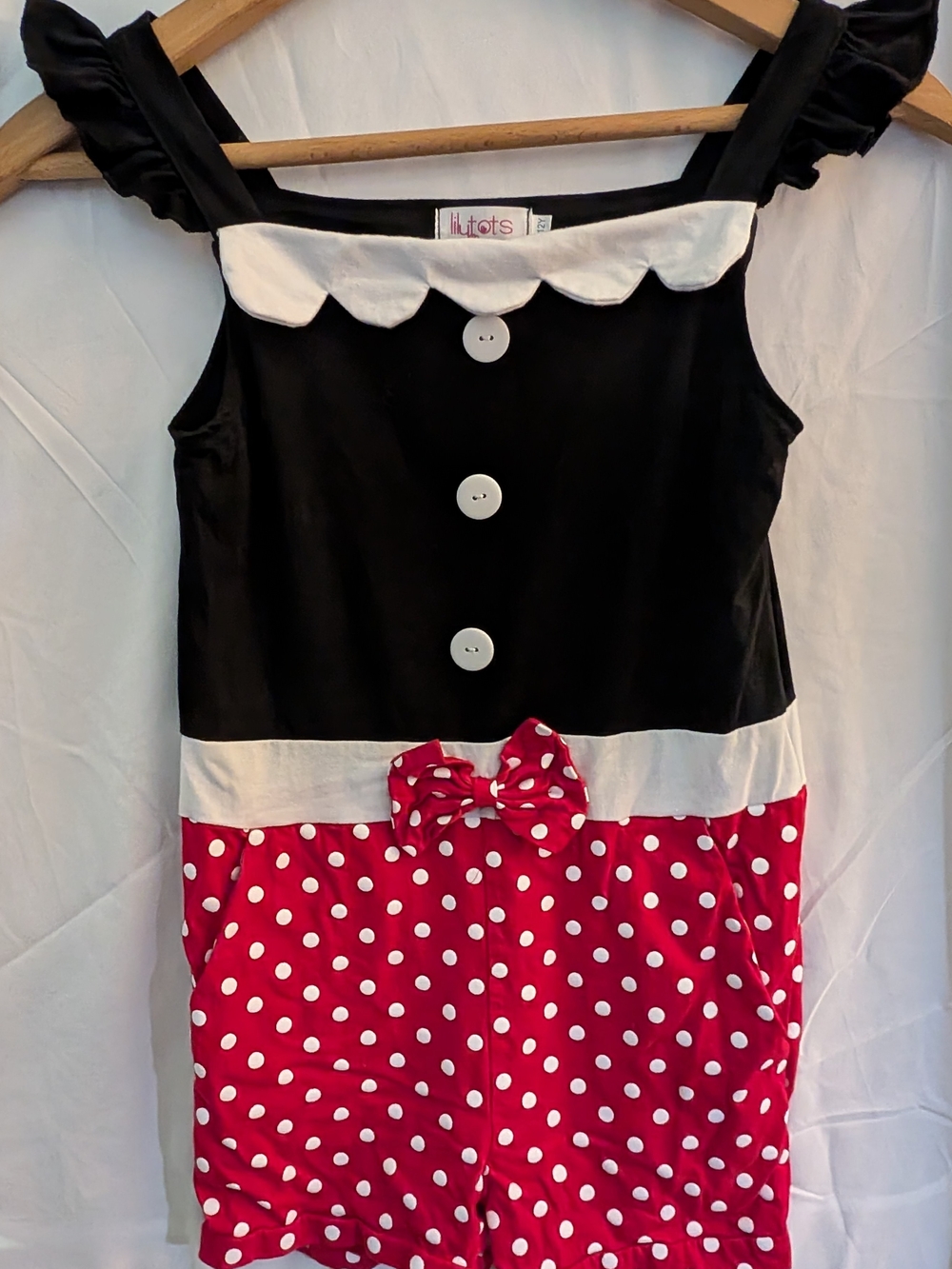 Lilytots Polka Dot Bow Romper - Black, White & Red